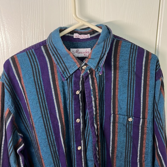 Mercedes By Enro Large Purple, Orange, Blue, White, Black Long Sleeve Button Up - Picture 2 of 6